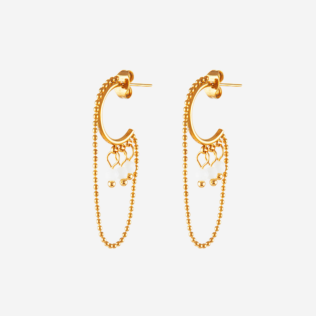 Boucles d'oreilles chaînettes pierre