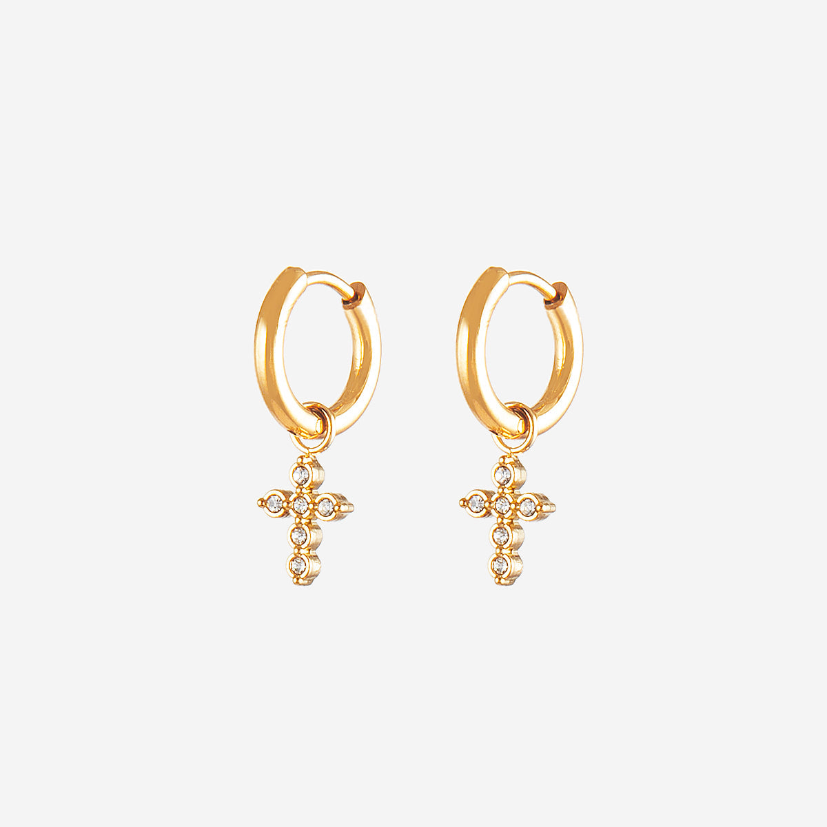 Boucles d'oreilles croix strass