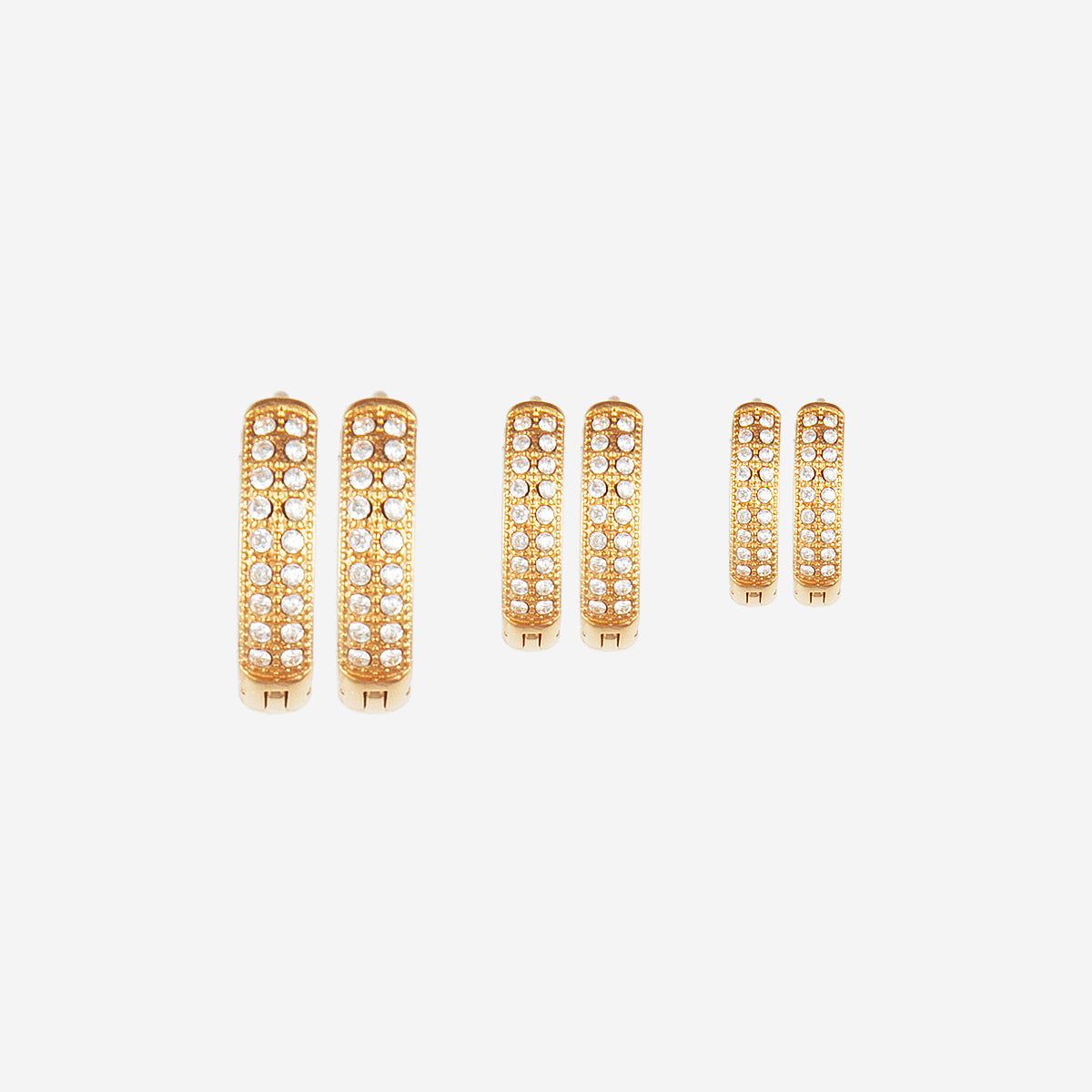 Boucles d'oreilles strass en set