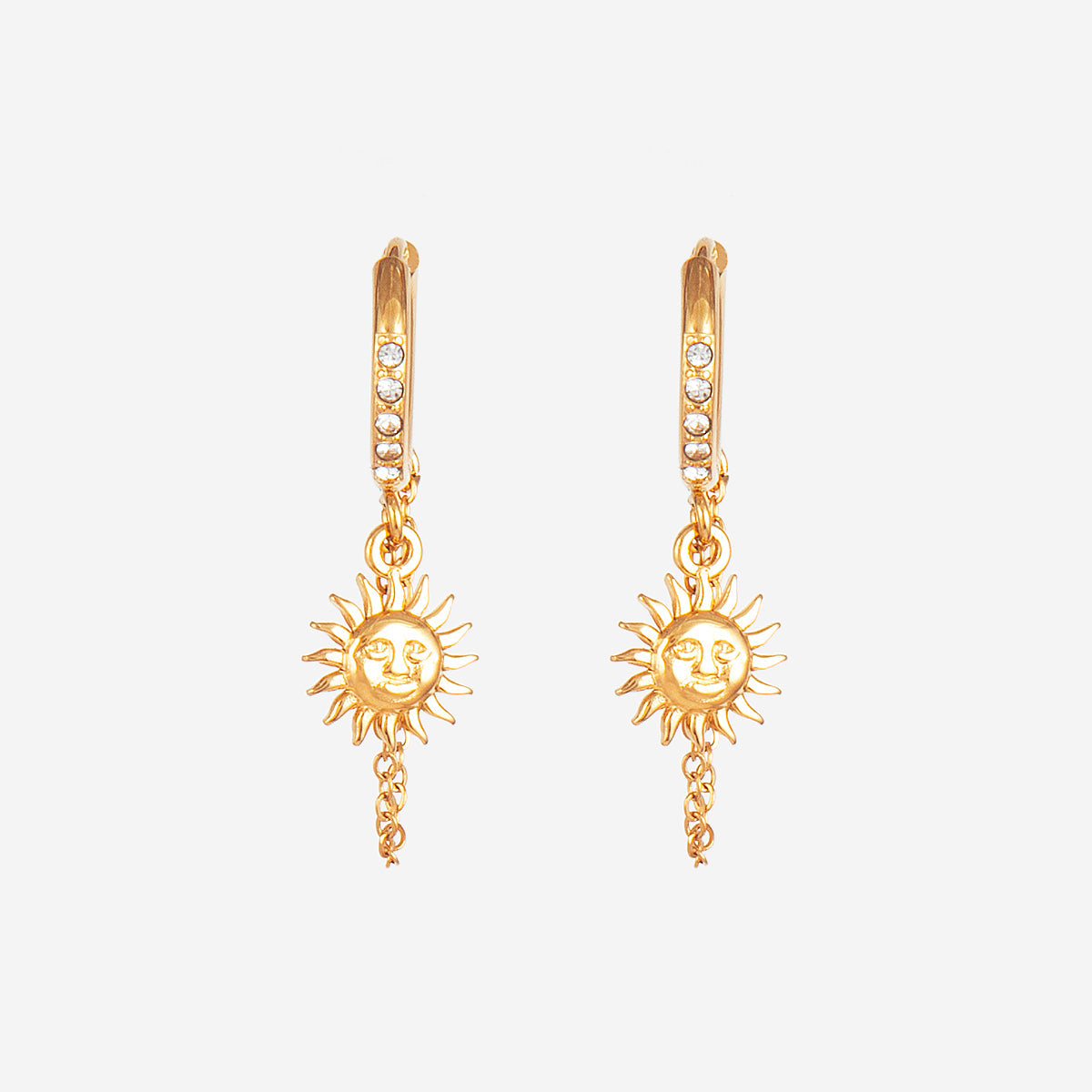 Boucles d'oreilles Soleil breloque strass