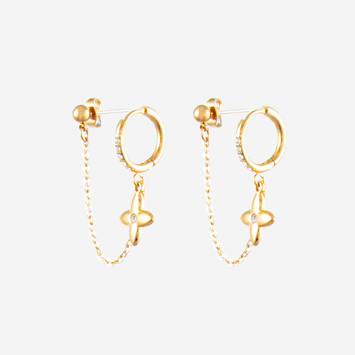 Boucles d'oreilles chainette avec Fleur