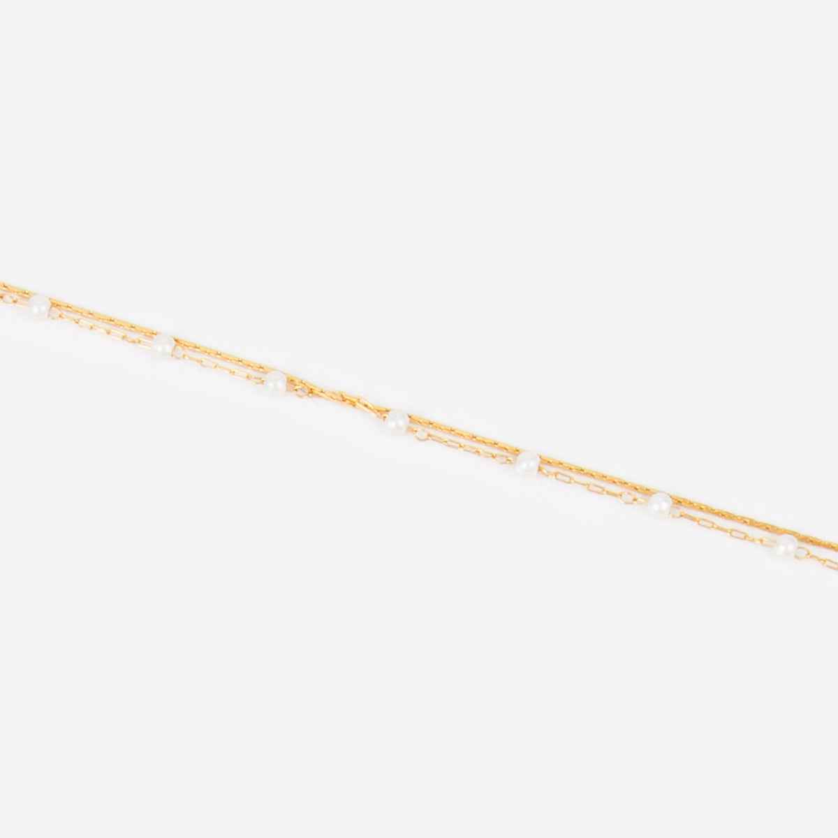 Bracelet Double Rangs pampille et Chaine